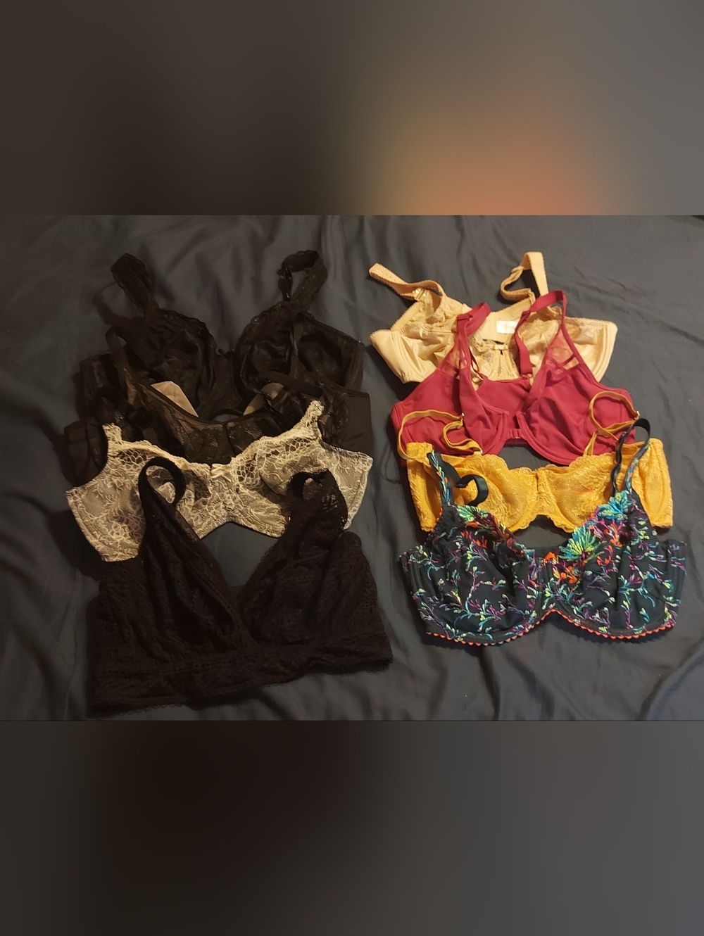 Mixed Color Lace & Embroidered Women's Bras - 8 included